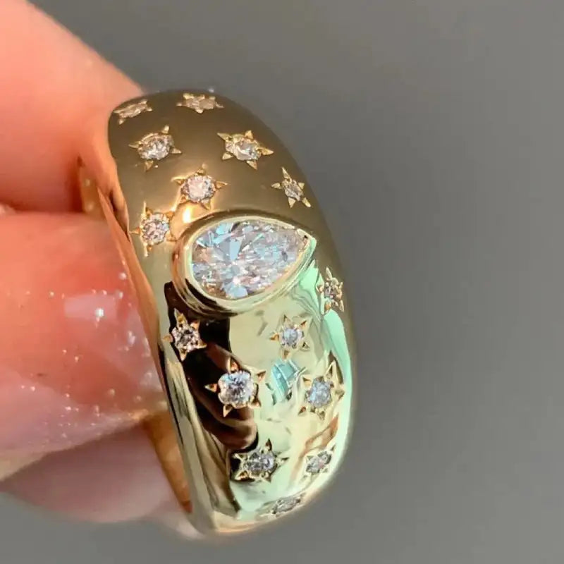 Fashion XINGX Water Drop Gem Ring Inlaid Lootquake LLC  Techno geeks