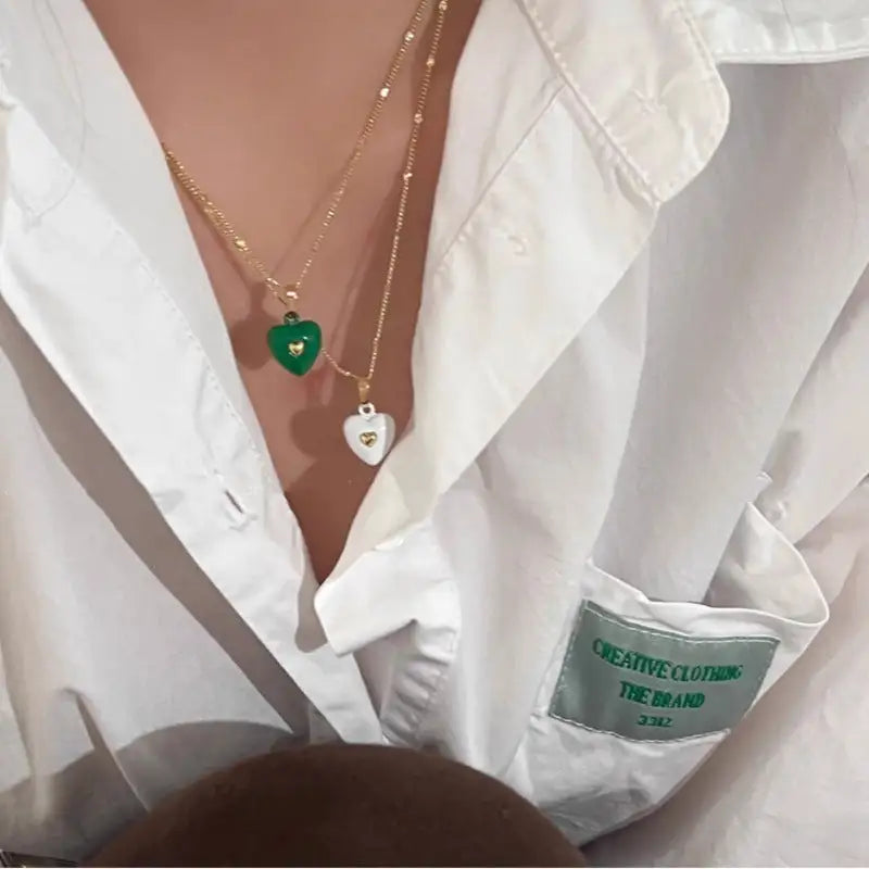 Colored Loving Heart Sweet Cool Necklace Light Luxury Minority Fashion Lootquake LLC  Techno geeks