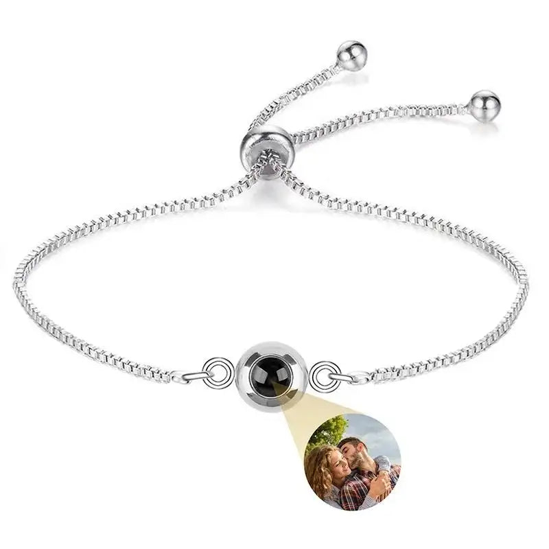 I Love You Nano Micro-carved Projection Stone Round S925 Silver Bracelet Lootquake LLC  Techno geeks