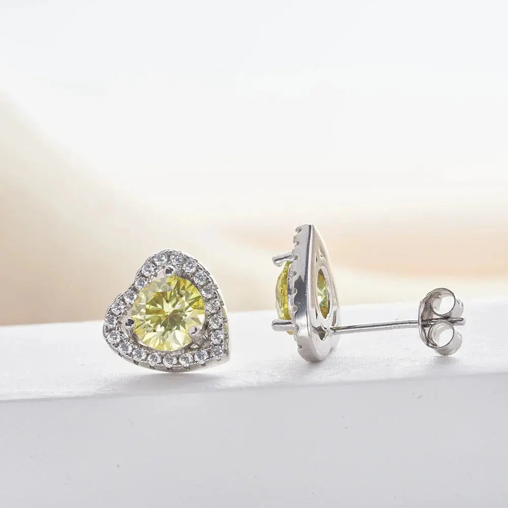 1 Ct 6.5mm Pink Moissanite Heart Stud Earrings 925 Sterling Silver BandsCo Straps  Techno geeks