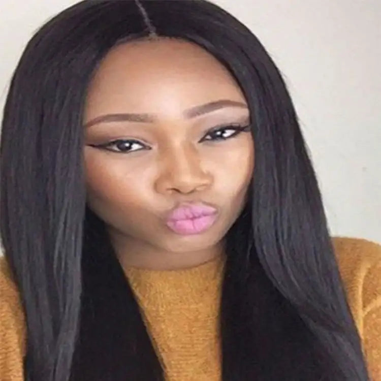 Black long straight hair wig cover Lootquake LLC  Techno geeks