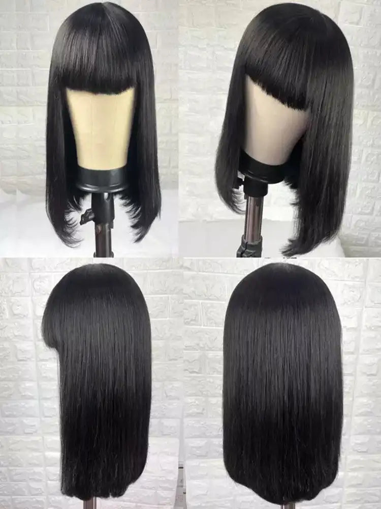 Brazilian Straight Black 100 Real Hair 30Inch Long Bangs Wig Lootquake LLC  Techno geeks
