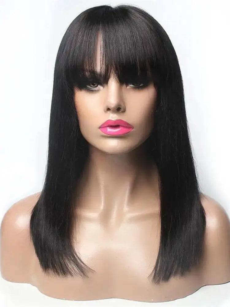 Brazilian Straight Black 100 Real Hair 30Inch Long Bangs Wig Lootquake LLC  Techno geeks