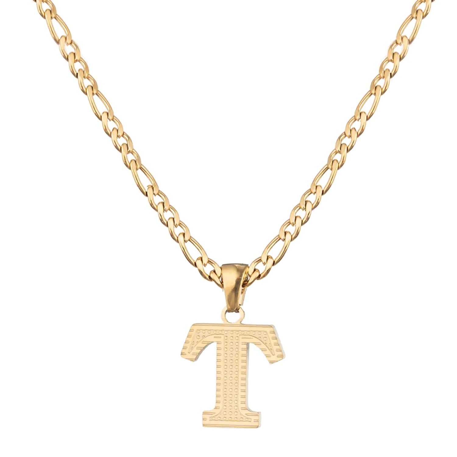SAELACY 18K Gold Silver Tone Stainless Steel Initial Necklaces for Women Men Gothic 26 Letters Pendant with Figaro Chain Necklaces Lootquake LLC  Techno geeks
