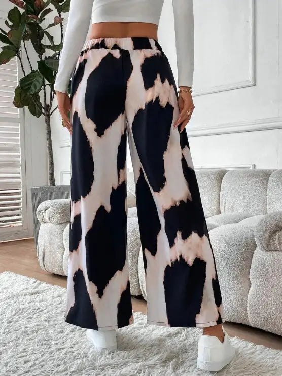 Ladies' Printed Comfortable And Fashionable Casual Wide Leg Pants Lootquake LLC  Techno geeks
