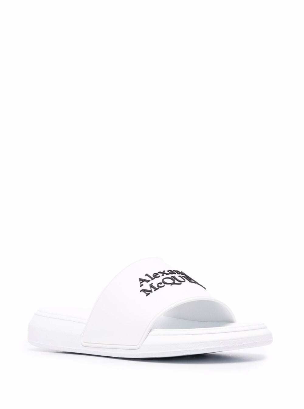 Alexander Mcqueen Men White Logo Pool Slides In Rubber Luosophy  Techno geeks