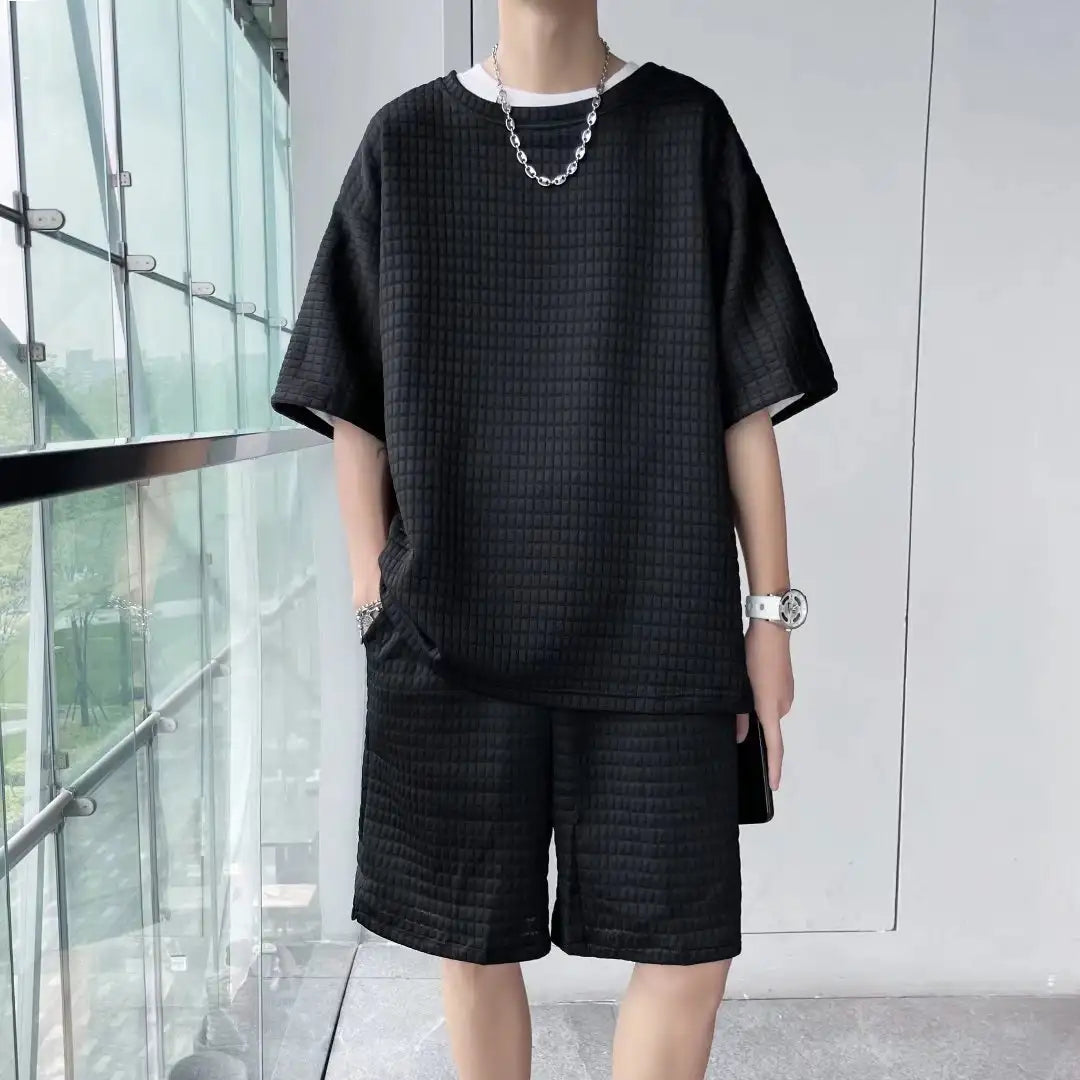 Loose Short Sleeve T-shirt Shorts Trendy Handsome Casual Two-piece Suit Lootquake LLC  Techno geeks