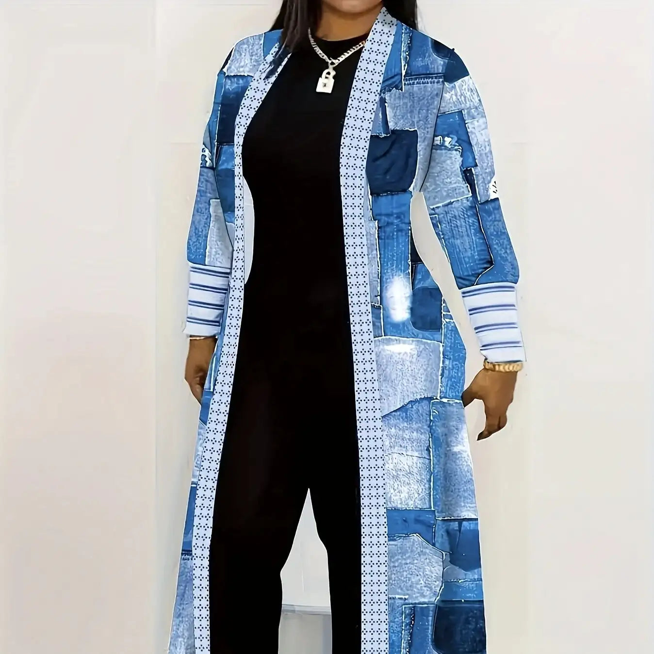 Women's Jacket Color Block Long Outer Sleeve Cardigan Casual Coat Open Front Coat Versatile Coat Lootquake LLC  Techno geeks