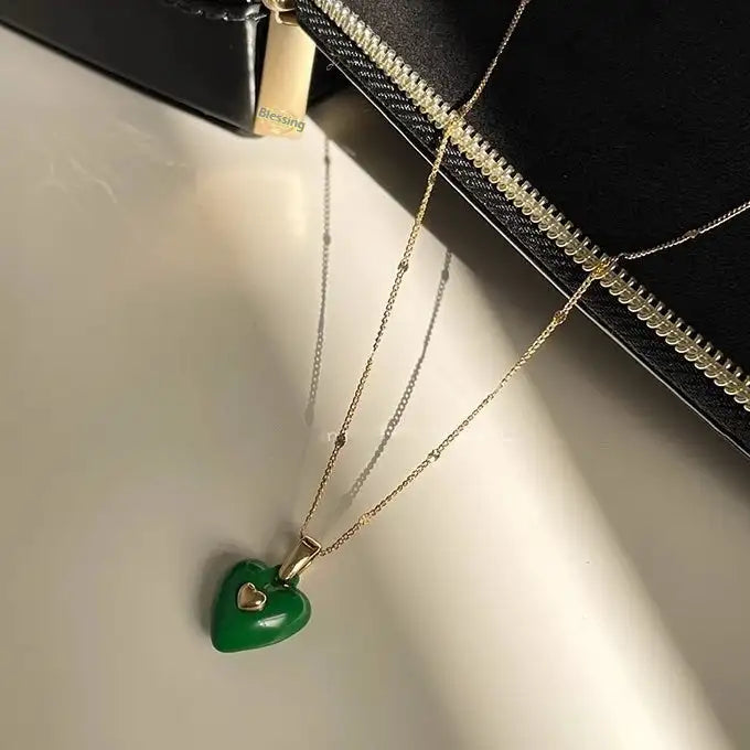 Colored Loving Heart Sweet Cool Necklace Light Luxury Minority Fashion Lootquake LLC  Techno geeks