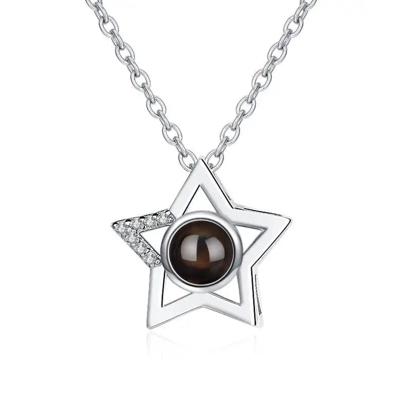 S925 Silver Five-pointed Star Diamond Simple Clavicle Necklace Lootquake LLC  Techno geeks