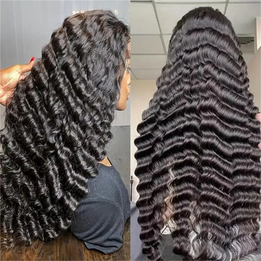 Real Person Wig 13 4 Lace Deep Rolled Wavy Human Hair Wig Natural Hair Lootquake LLC  Techno geeks