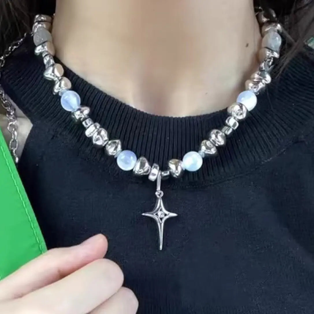 Punk Cross Star Pendant Necklaces Lootquake LLC  Techno geeks