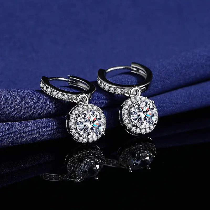 Moissanite Tassel Princess Round Bag 1 Karat Silver Earrings Lootquake LLC  Techno geeks