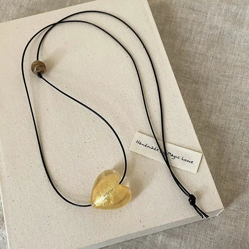 New Style Glass Love Pendant Design Sense Niche Long Necklace Lootquake LLC  Techno geeks