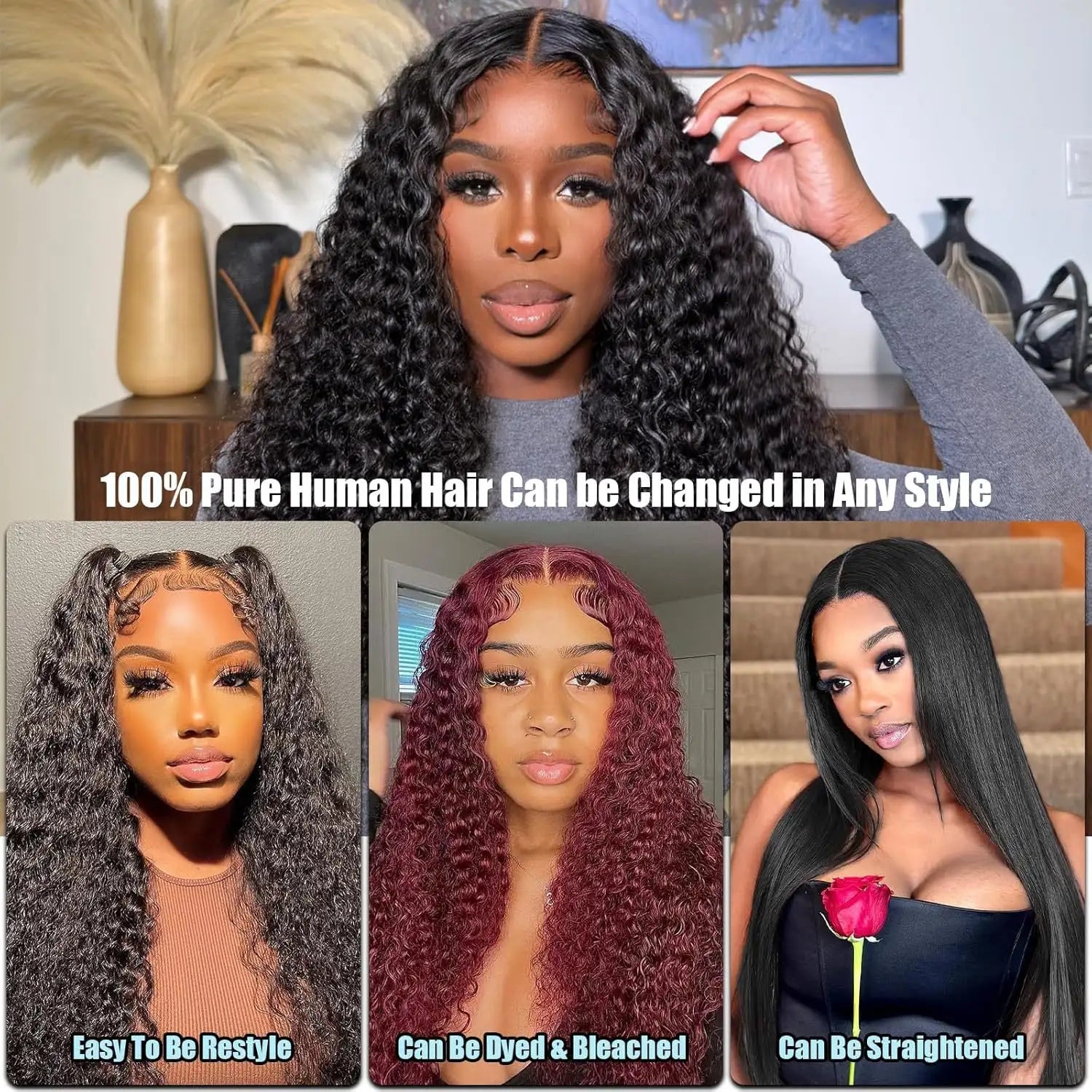 Front Lace Human Hair Wig Deep Wave Human Wigs Lootquake LLC  Techno geeks