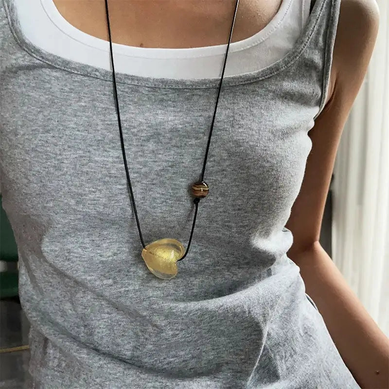 New Style Glass Love Pendant Design Sense Niche Long Necklace Lootquake LLC  Techno geeks