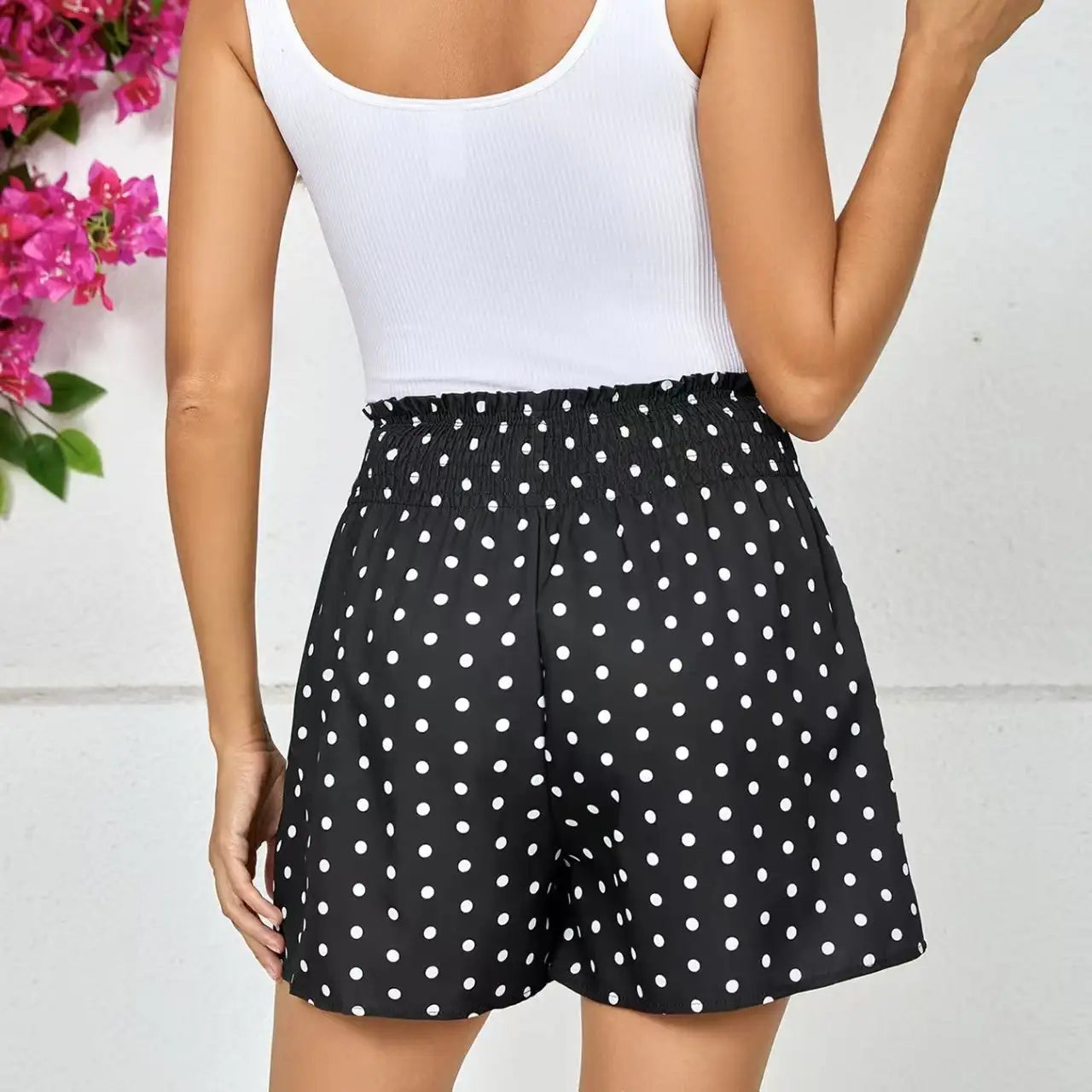 Ladies' Polka Dot Printed Sherry Shorts With Drawstring And Casual Shorts Lootquake LLC  Techno geeks