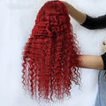 Red Deep Wave Human Hair Wig Real Headgear Lootquake LLC  Techno geeks