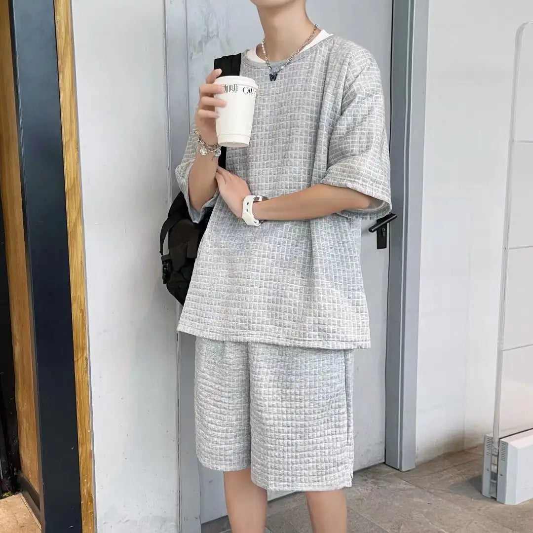 Loose Short Sleeve T-shirt Shorts Trendy Handsome Casual Two-piece Suit Lootquake LLC  Techno geeks