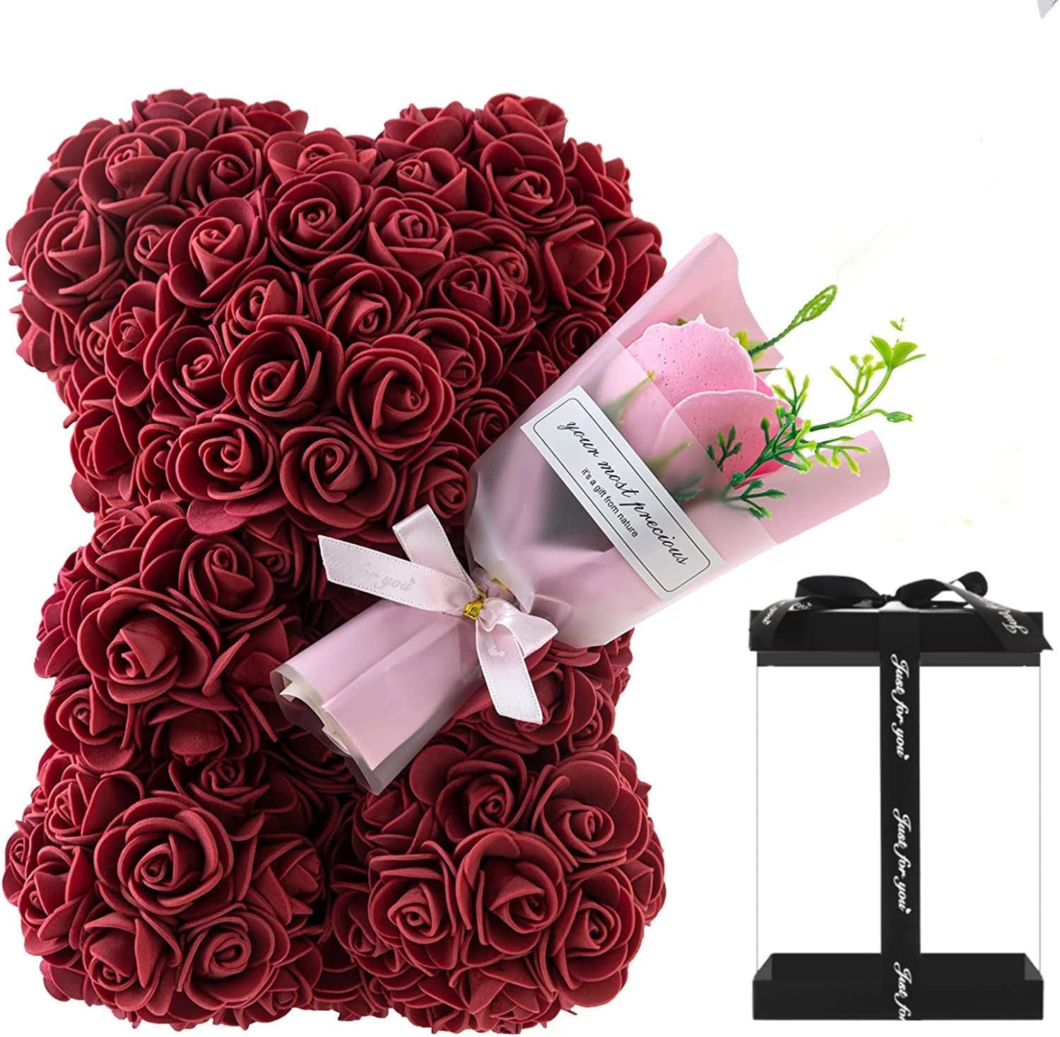 Rose Bear Preserved Fresh Flower Valentine's Day Birthday Gift Baby Joy  Techno geeks