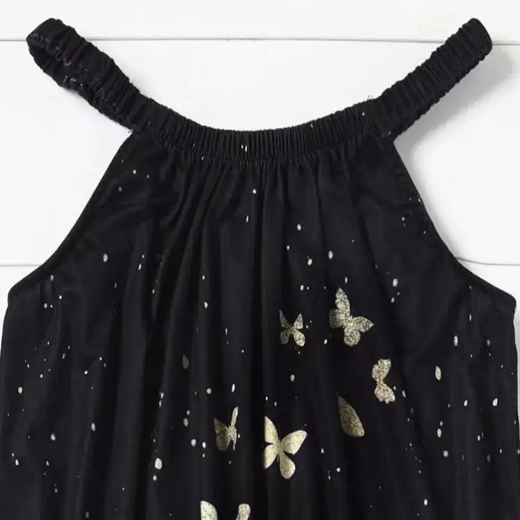 Ladies' Black Butterfly Ruffle Loop Mini Dress With Loop Lootquake LLC  Techno geeks