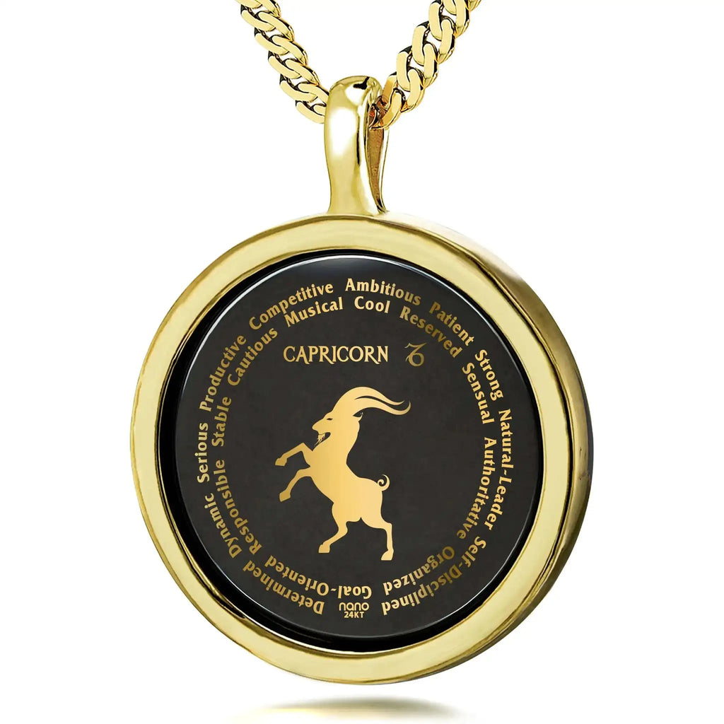 Capricorn Necklaces for Lovers of the Zodiac 24k Gold Inscribed Lootquake LLC  Techno geeks