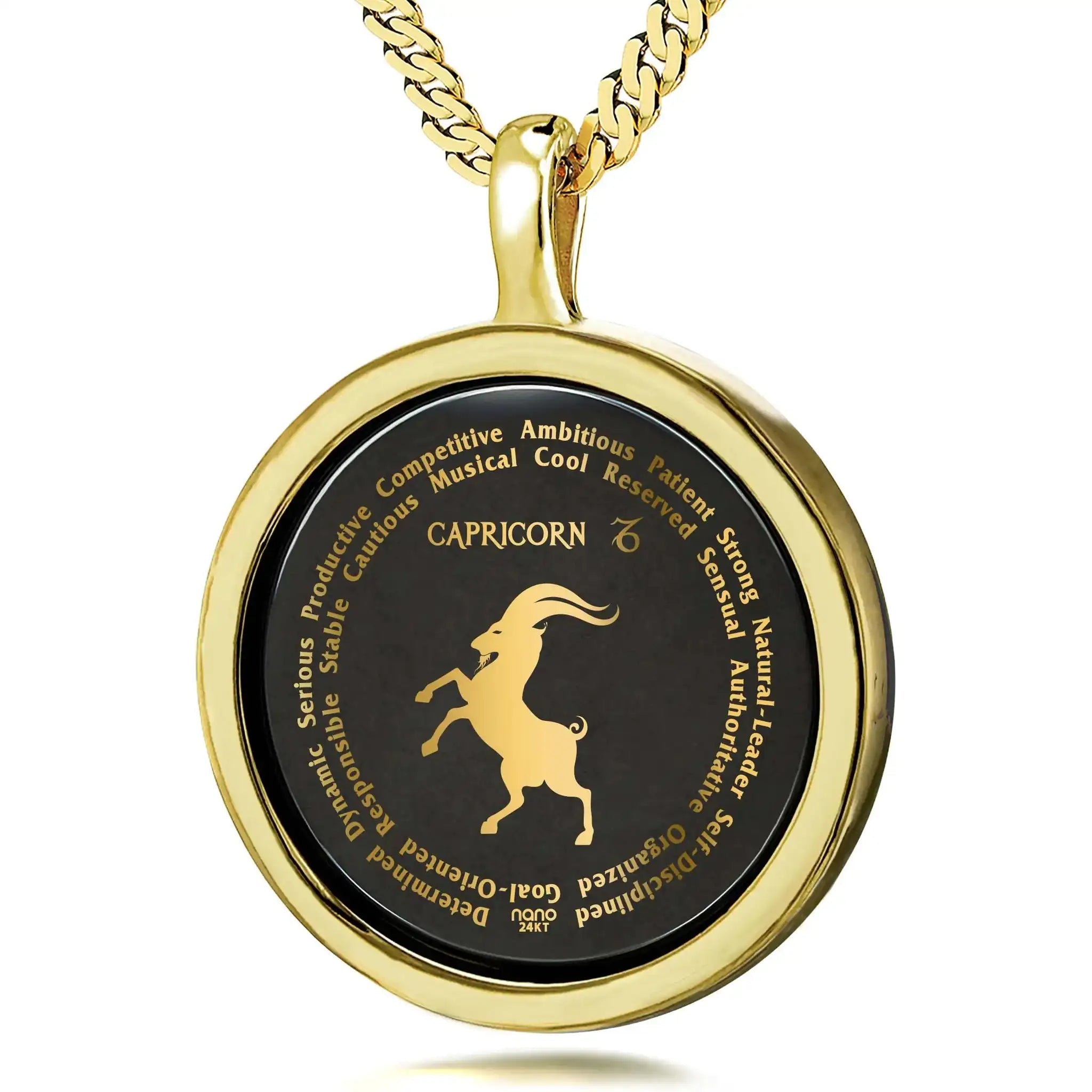 Capricorn Necklaces for Lovers of the Zodiac 24k Gold Inscribed Lootquake LLC  Techno geeks