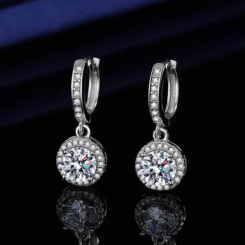 Moissanite Tassel Princess Round Bag 1 Karat Silver Earrings Lootquake LLC  Techno geeks