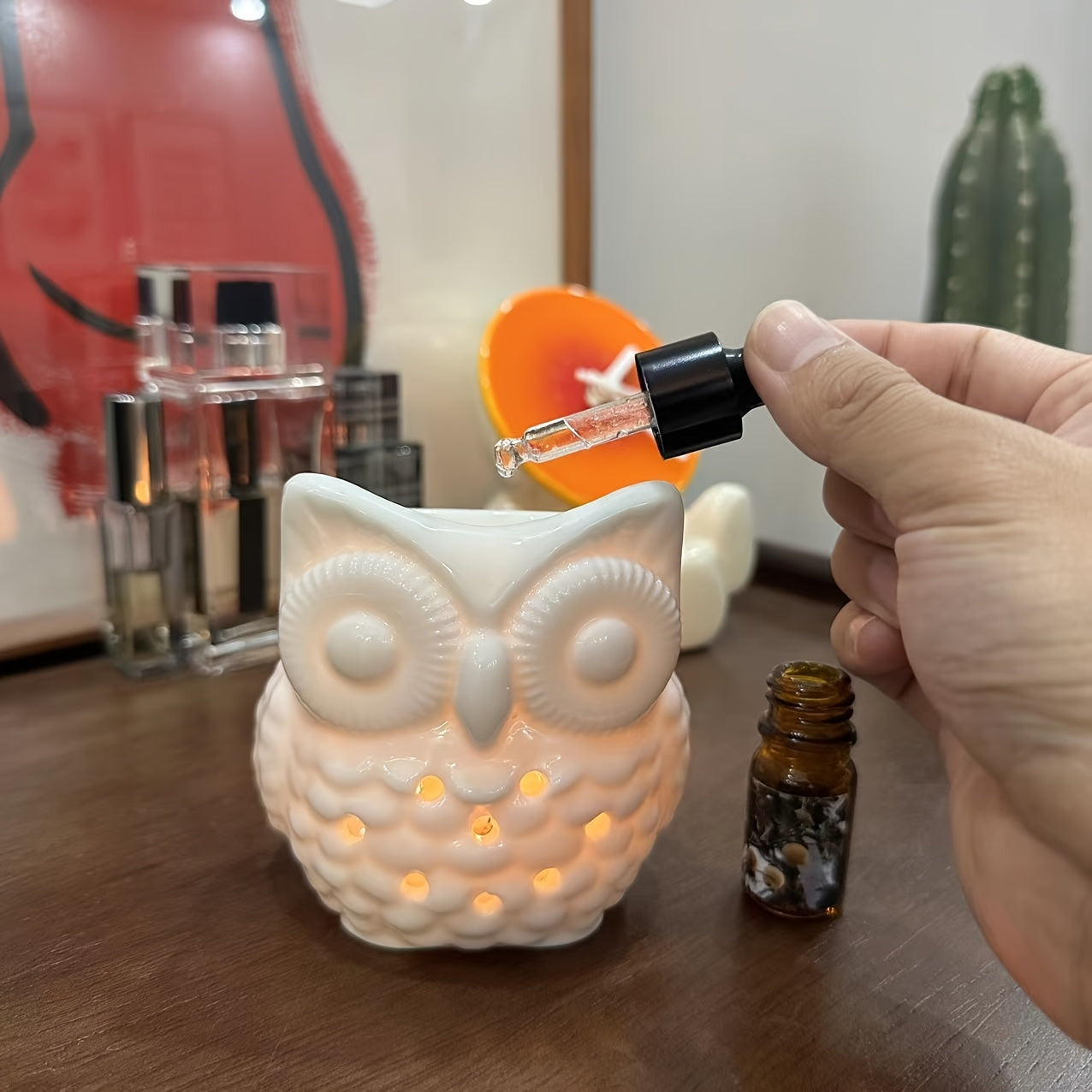 1 Owl Aromatherapy Burner, (With Candle Holder) (Candles And Aromatherapy Oils Not Included) Creative Aromatherapy Burner, Essential Oil Lamp Burner, Scented Candle Burner, Halloween, Christmas, Thanksgiving Tabletop Decorati Lootquake LLC  Techno geeks