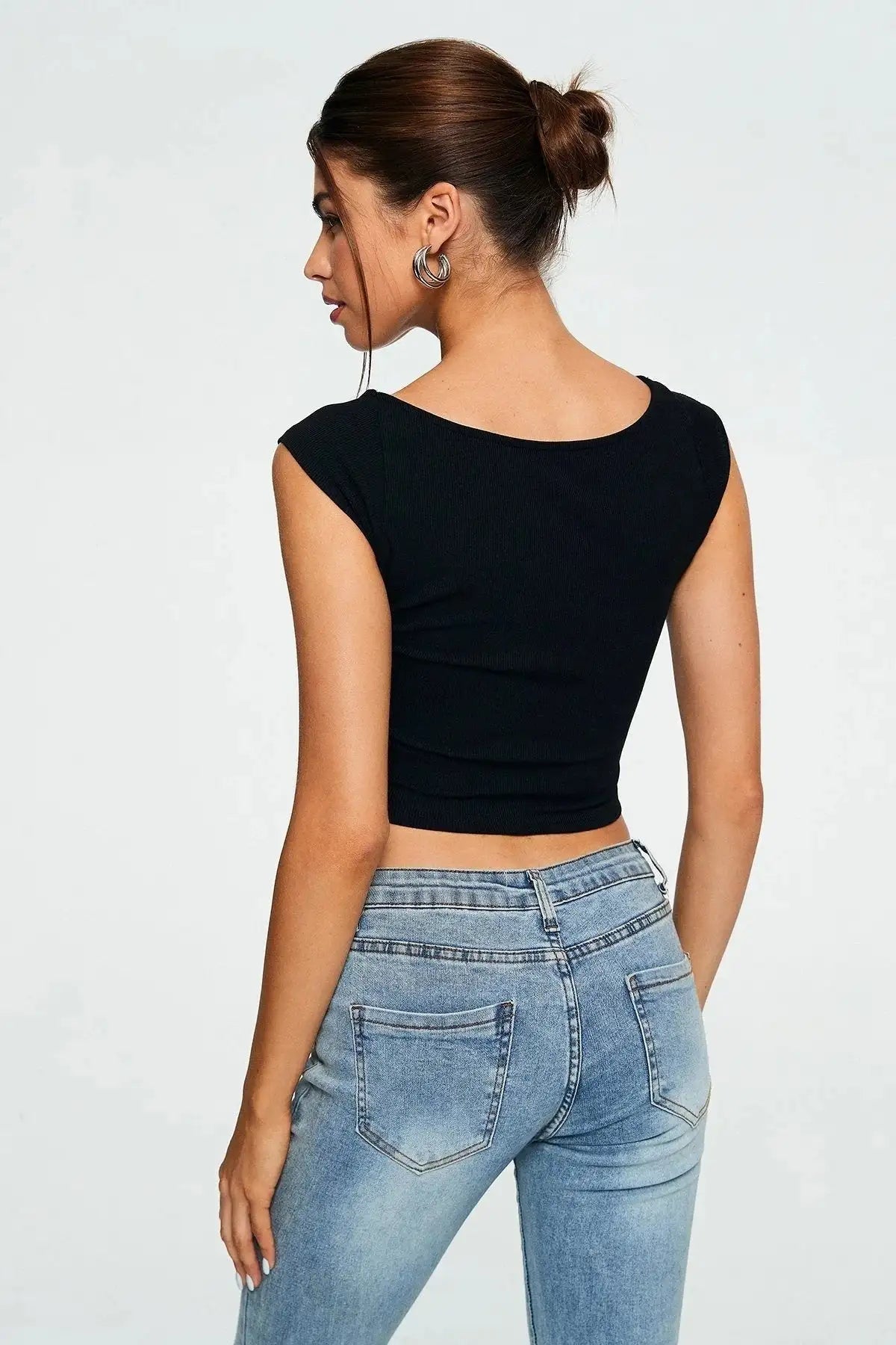 Crop Top Sweetheart Solid Ribbed Sleeveless Lootquake LLC  Techno geeks