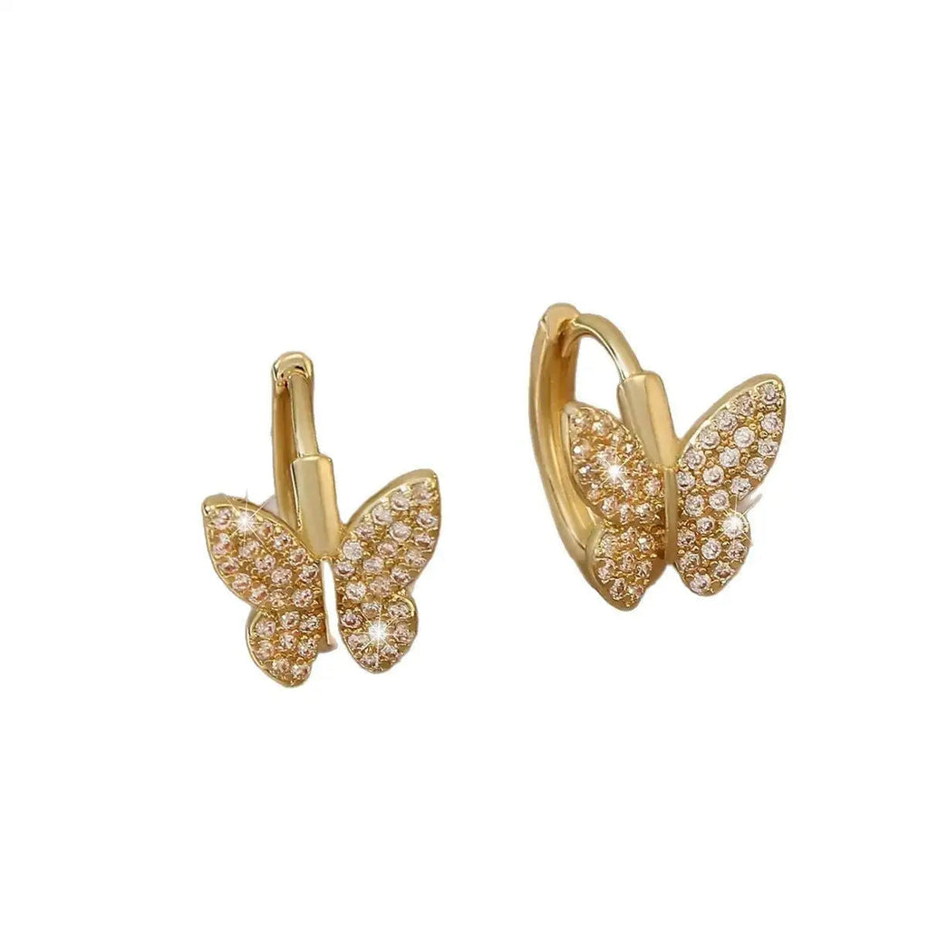 Fashion Copper Inlaid Zirconium Butterfly Ear Ring Niche Lootquake LLC  Techno geeks