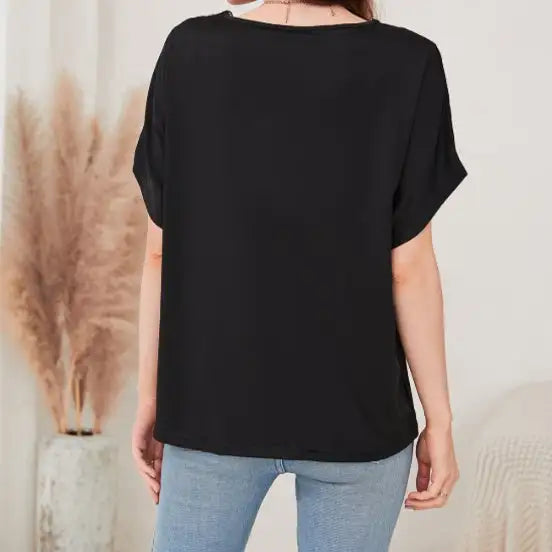 Women's Loose Fit Short Sleeved Breathable Casual Lace V-neck Shirt Top Lootquake LLC  Techno geeks