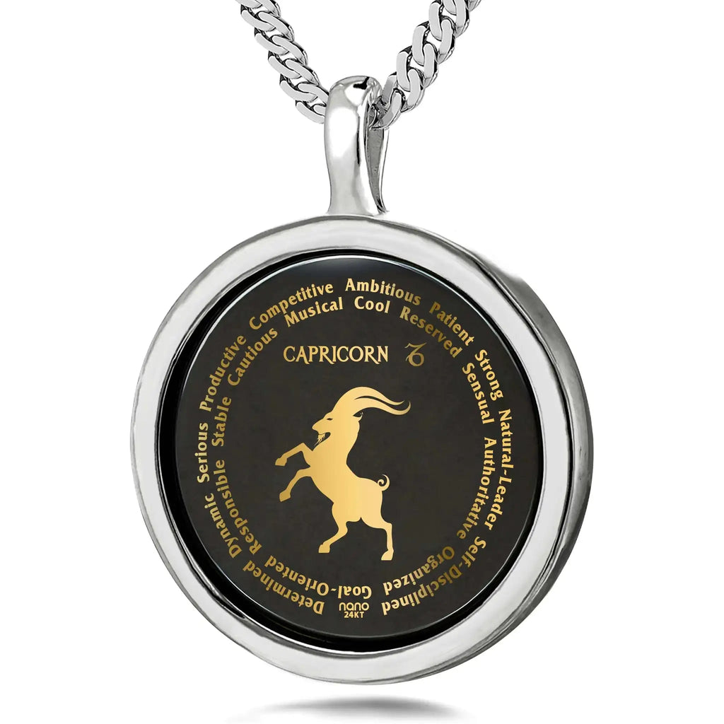 Capricorn Necklaces for Lovers of the Zodiac 24k Gold Inscribed Lootquake LLC  Techno geeks
