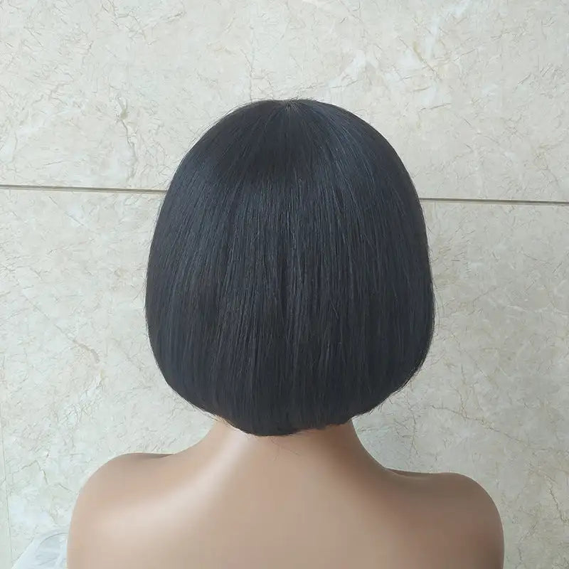 Double Drawn Short Bob Wig Brazilian Human Hair Fringe Wig Lootquake LLC  Techno geeks
