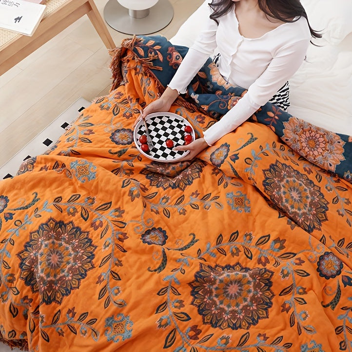 "Plush Perfection" Ultra-Soft, Breathable Cotton Throw Blanket With Tassels - Versatile For All Seasons, Machine Washable & Dryable Lootquake LLC  Techno geeks