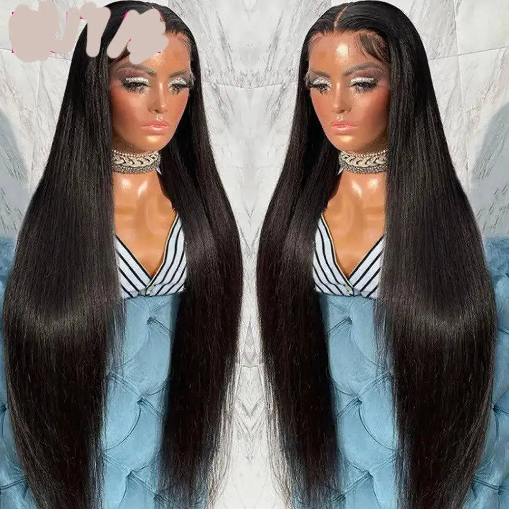Real Human Hair Lace Wig Set Straight Hair Black Medium Length Lootquake LLC  Techno geeks