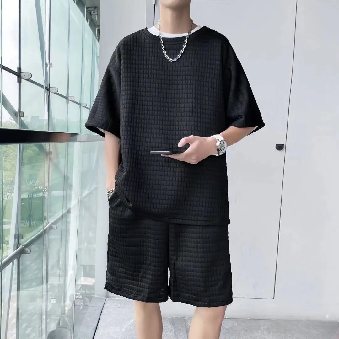 Loose Short Sleeve T-shirt Shorts Trendy Handsome Casual Two-piece Suit Lootquake LLC  Techno geeks