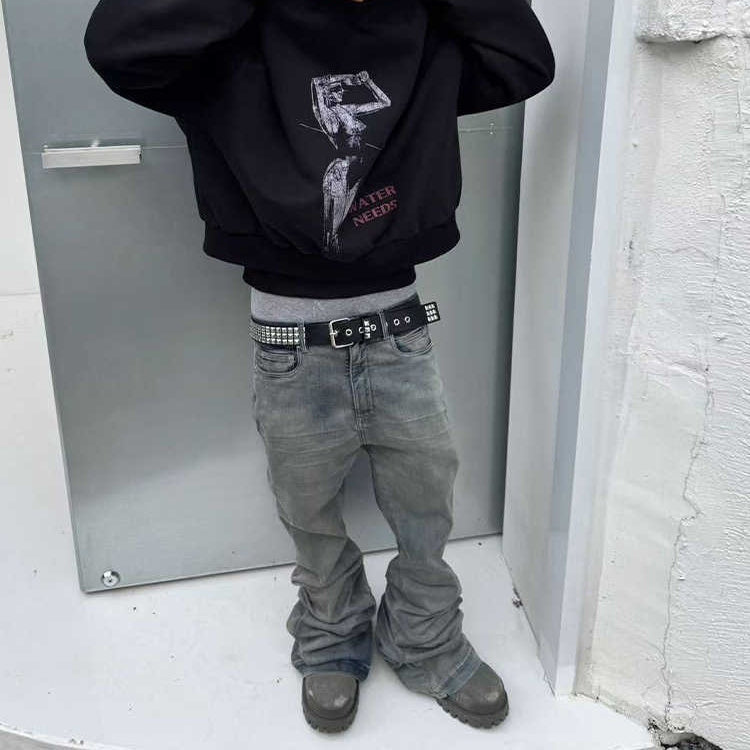 Crumpled Cat Beard Stacked Horn Mopping Jeans Lootquake LLC  Techno geeks