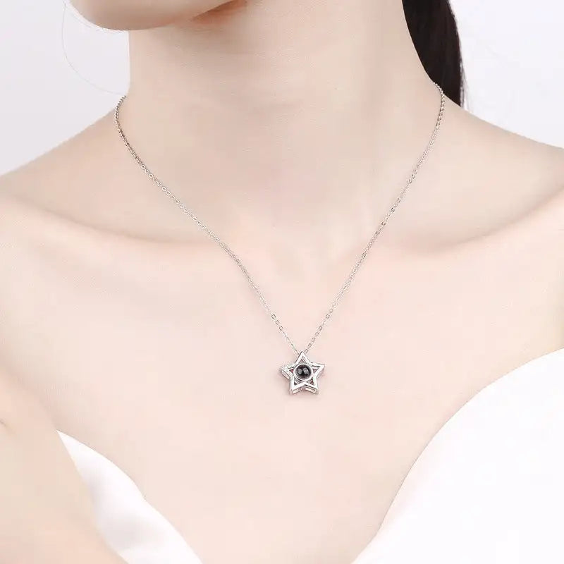 S925 Silver Five-pointed Star Diamond Simple Clavicle Necklace Lootquake LLC  Techno geeks