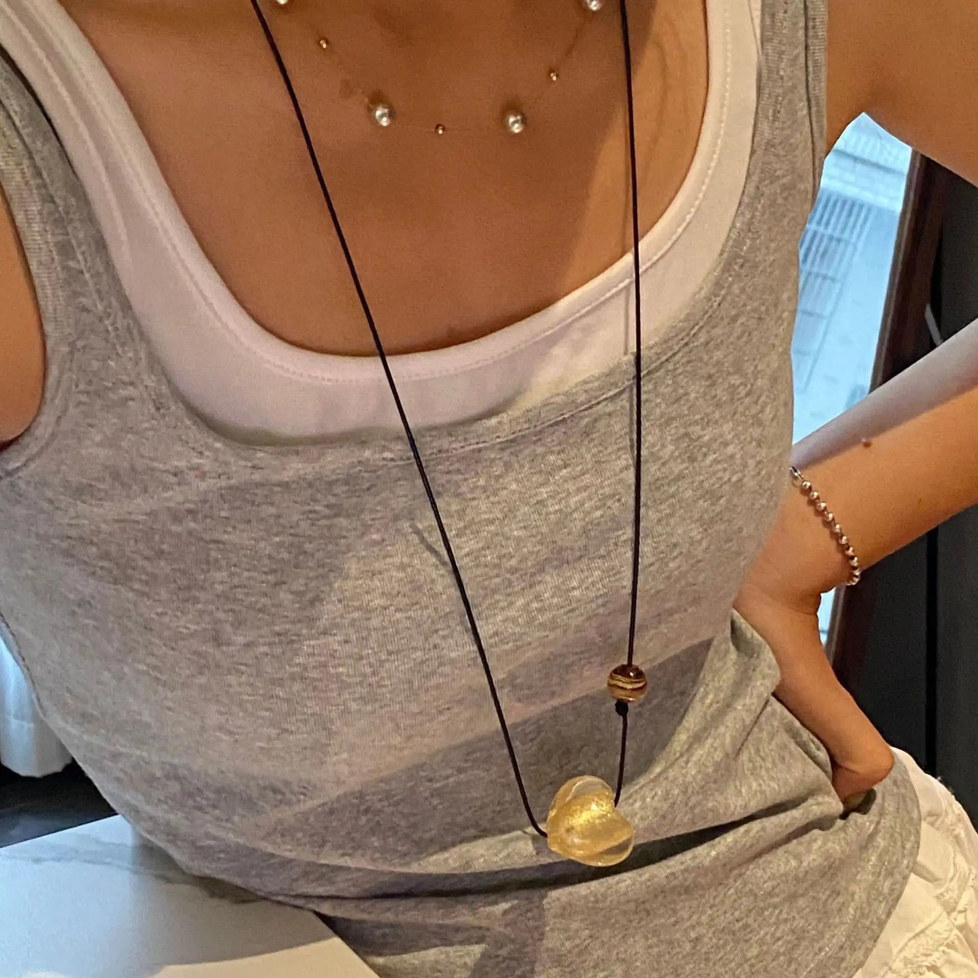 New Style Glass Love Pendant Design Sense Niche Long Necklace Lootquake LLC  Techno geeks