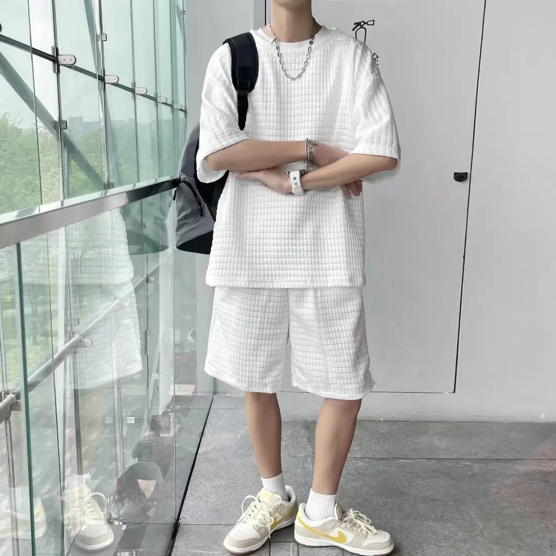 Loose Short Sleeve T-shirt Shorts Trendy Handsome Casual Two-piece Suit Lootquake LLC  Techno geeks