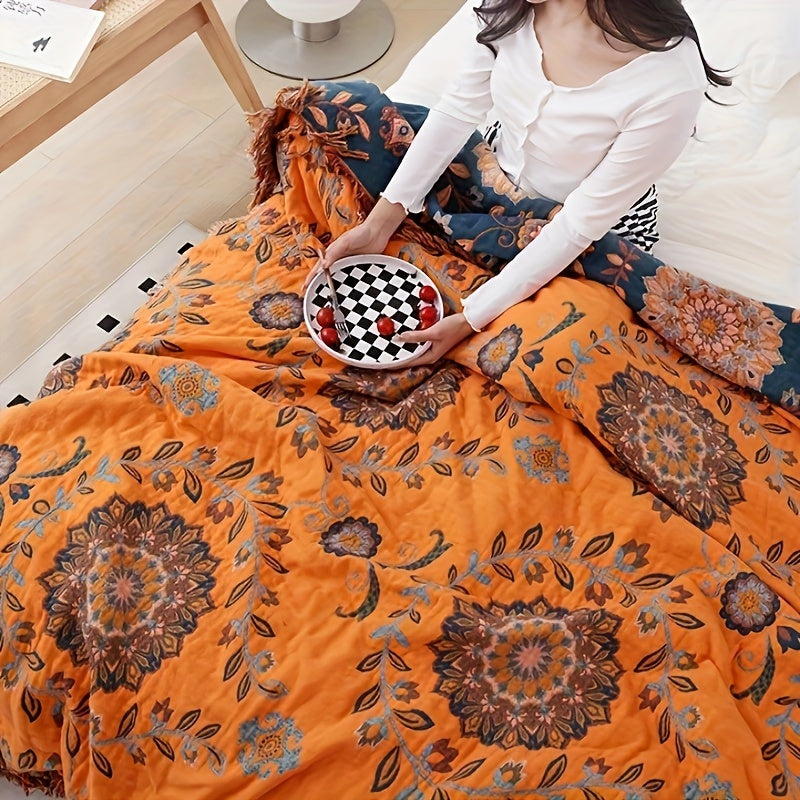 "Plush Perfection" Ultra-Soft, Breathable Cotton Throw Blanket With Tassels - Versatile For All Seasons, Machine Washable & Dryable Lootquake LLC  Techno geeks