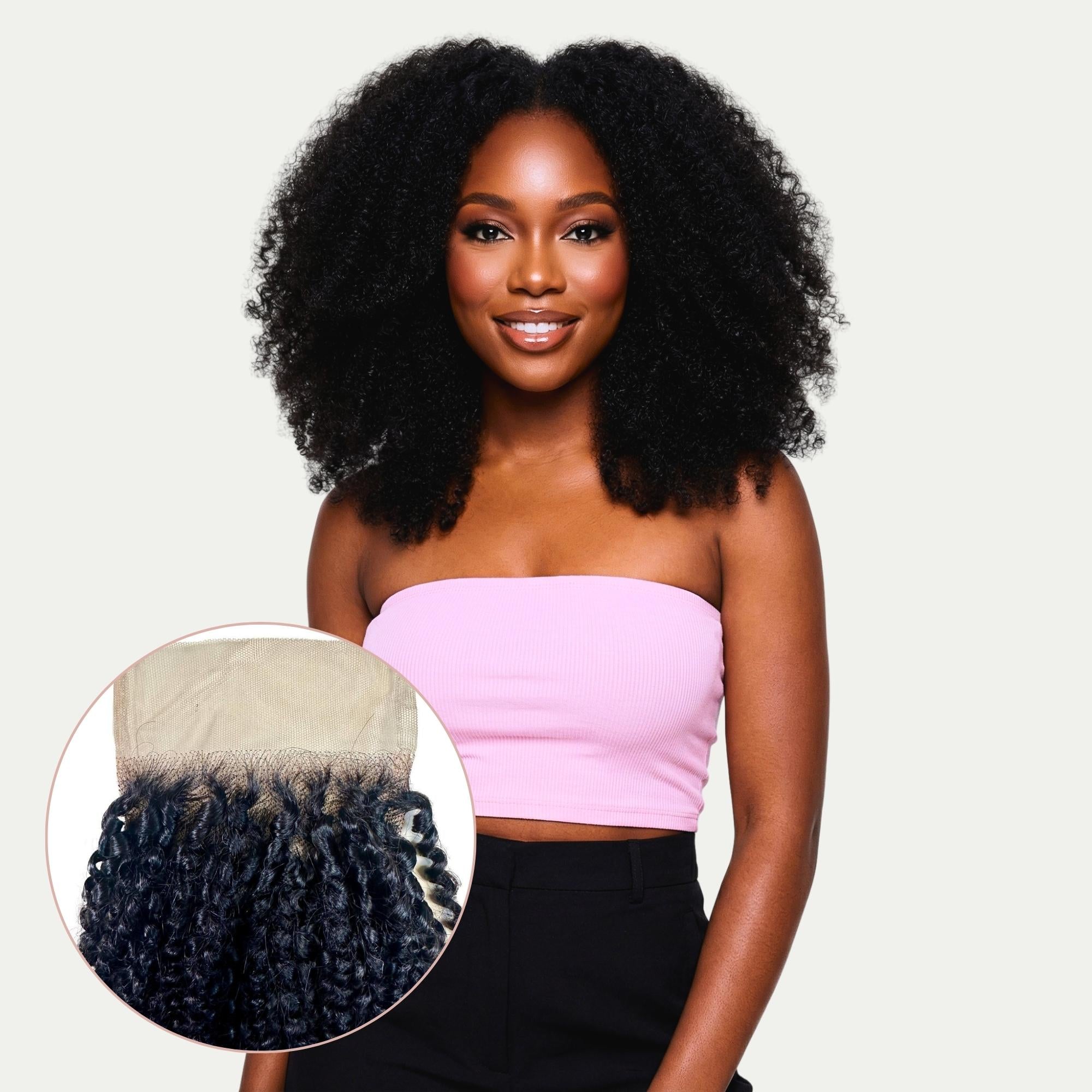 Afro Kinky Curly 4x4 Transparent Lace Human Hair Closure Private Label  Techno geeks