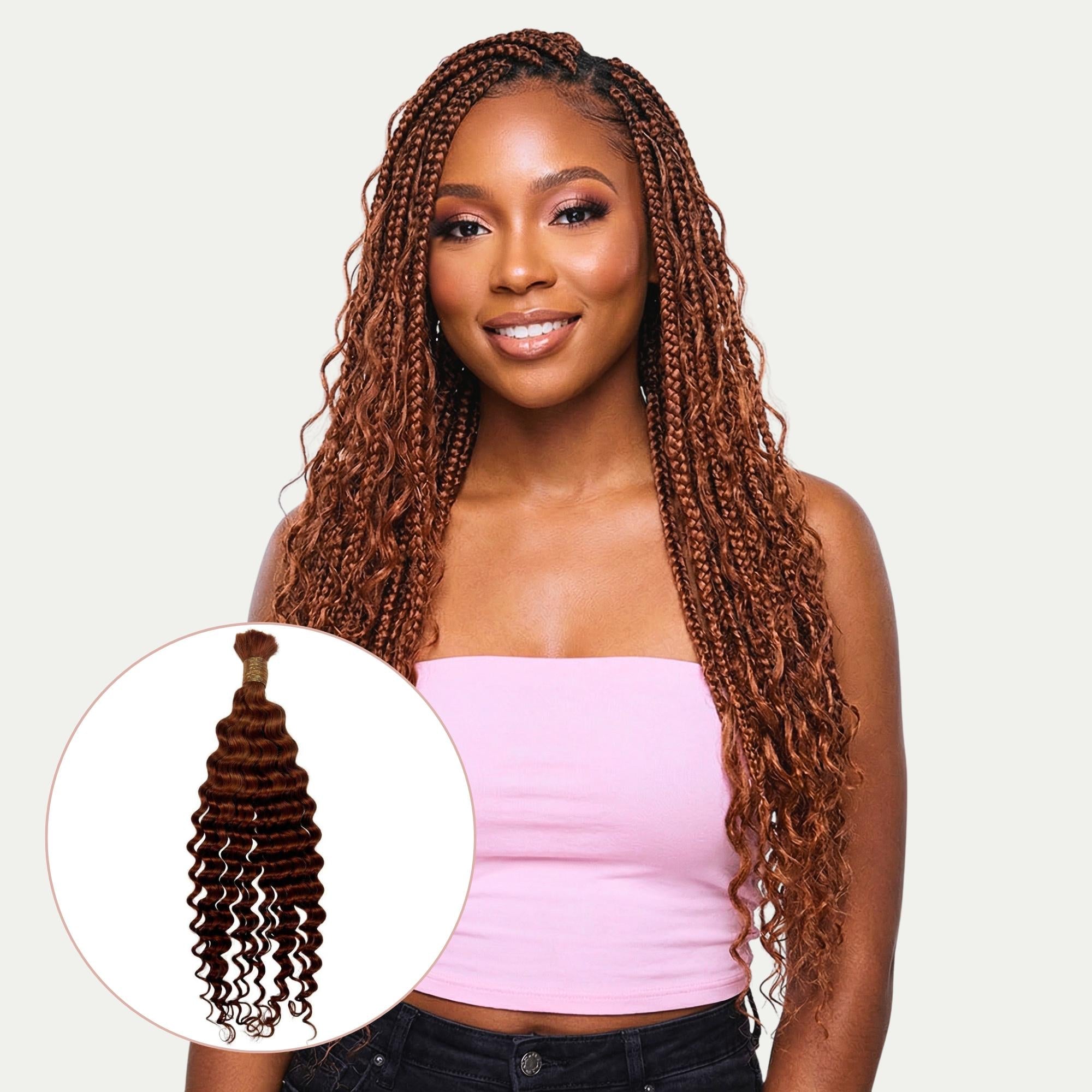 Copper Deep Wave Color 350 Bulk 100% Human Braiding Hair Private Label  Techno geeks