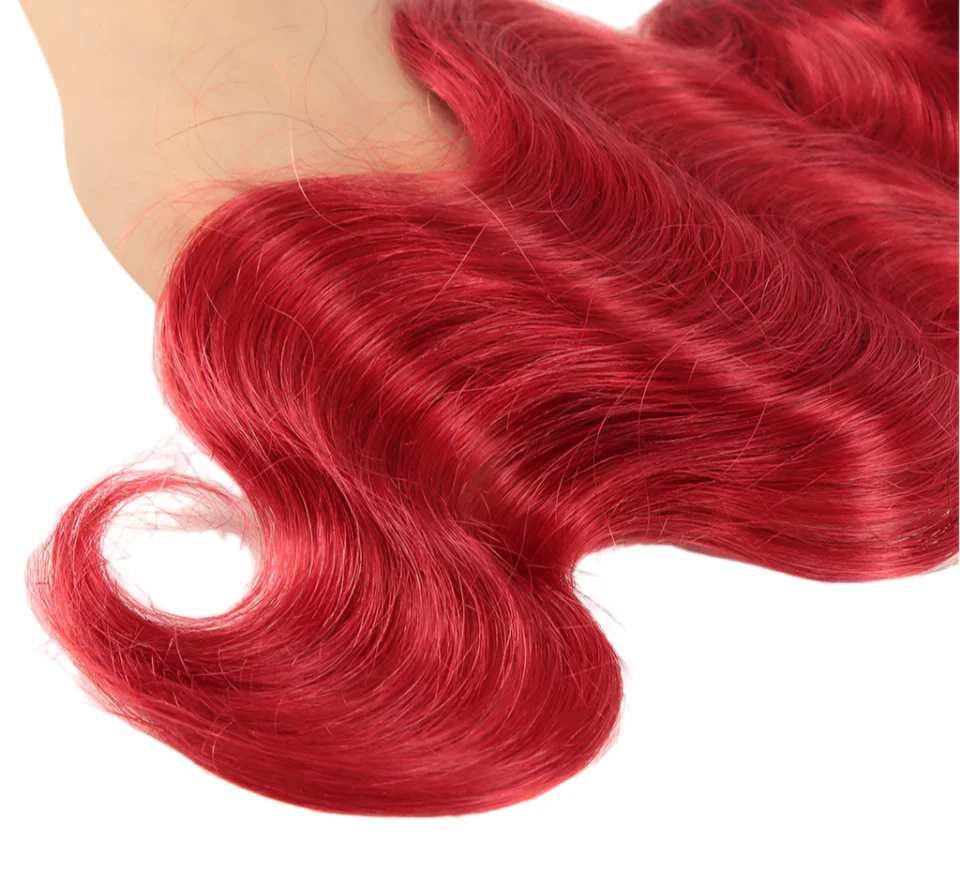 Rebecca Oxblood Red Body Wave Bundles with Closure | 3 Brazilian Remy Human Hair Weave & Closure Set Luxegan  Techno geeks