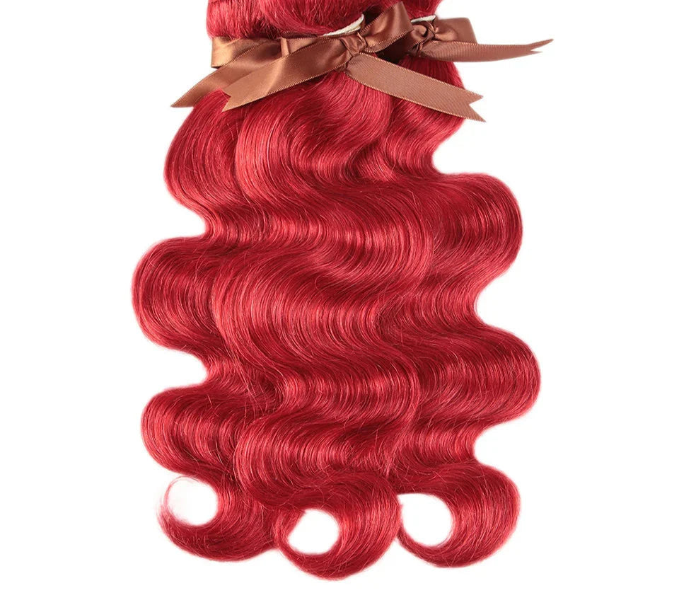 Brazilian Body Wave Bundles | Red Burgundy Human Hair Extensions (1/3/4 Pcs Weave Deals) Luxegan  Techno geeks