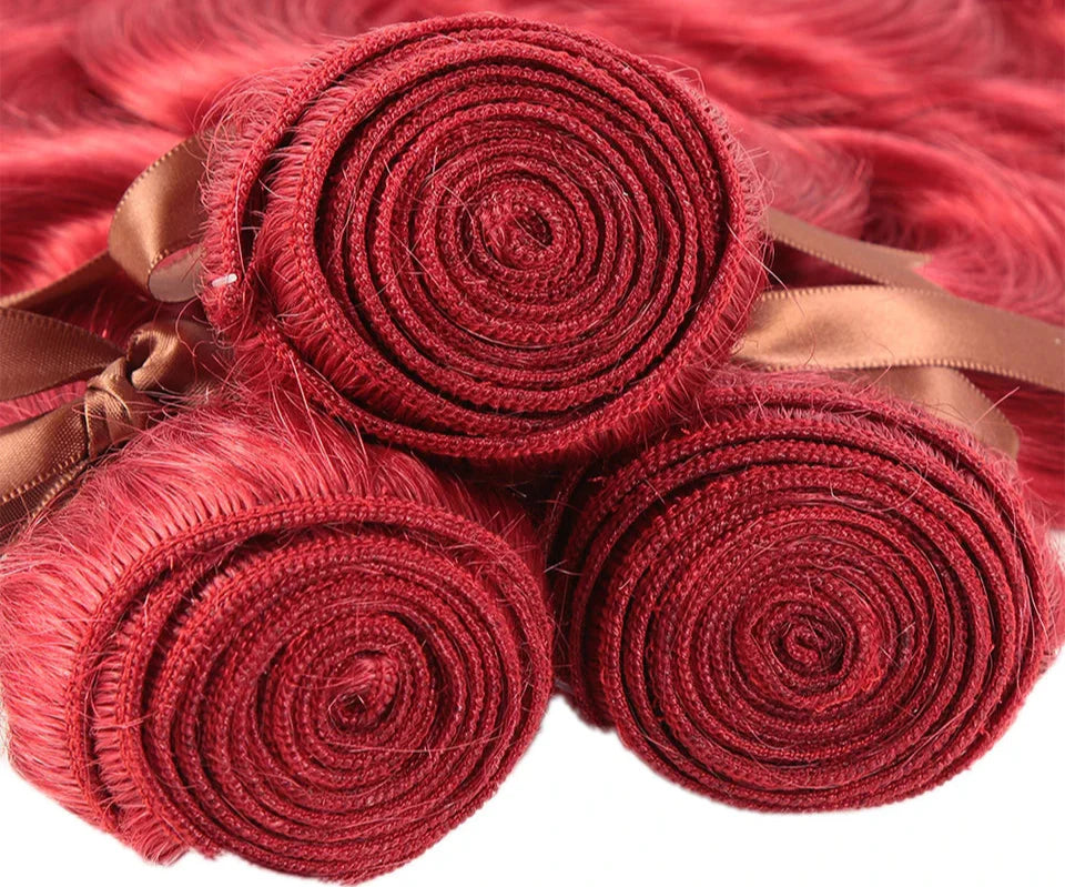 Brazilian Body Wave Bundles | Red Burgundy Human Hair Extensions (1/3/4 Pcs Weave Deals) Luxegan  Techno geeks