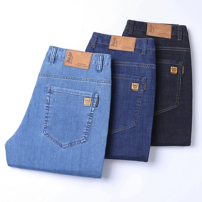Thin Summer Cotton Elastic Ice Silk Quality Mid-high Waist Jeans Lootquake LLC  Techno geeks
