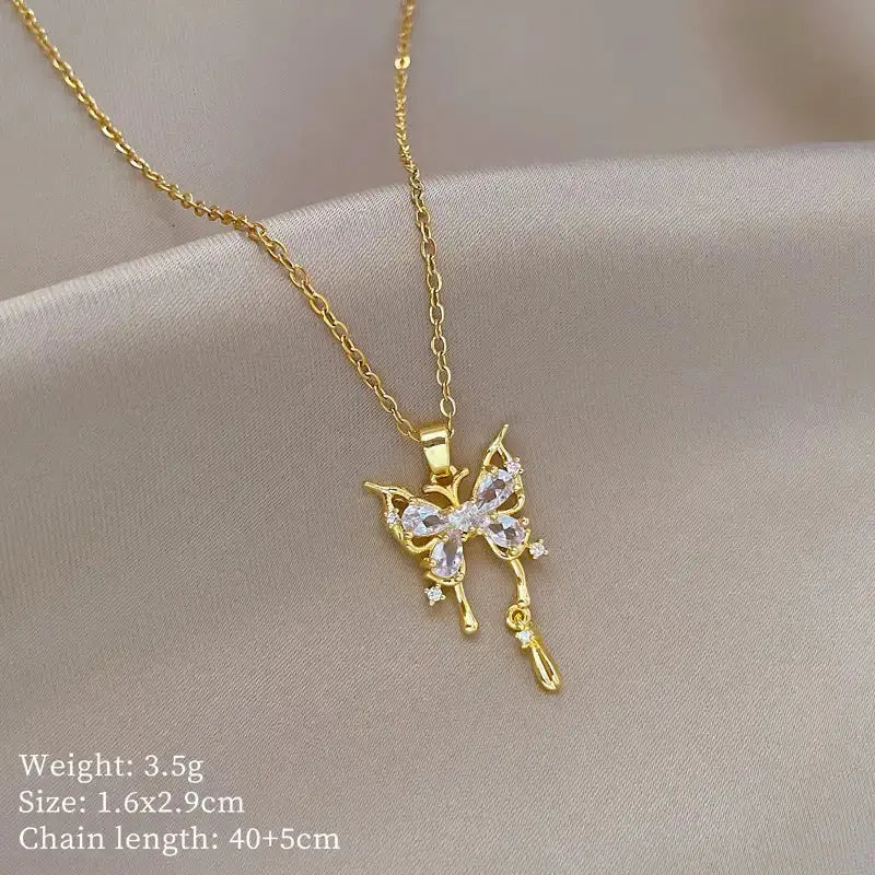 Titanium Steel Butterfly Drop Pendant Necklace Personality Lootquake LLC  Techno geeks