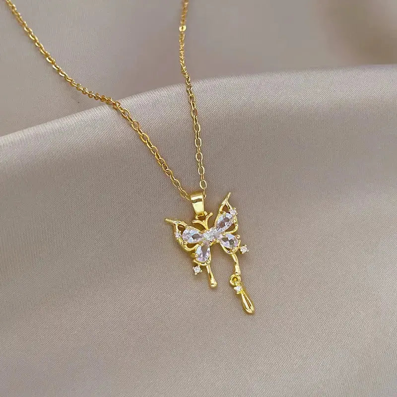 Titanium Steel Butterfly Drop Pendant Necklace Personality Lootquake LLC  Techno geeks